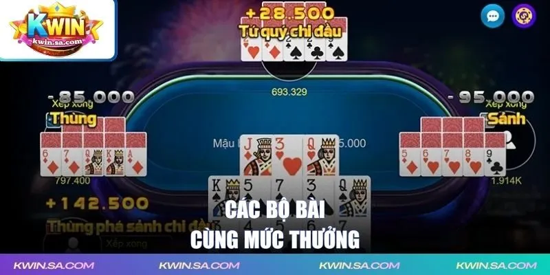 Các bộ bài cùng mức thưởng